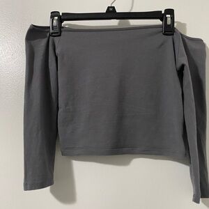 hollister gray off the shoulder top